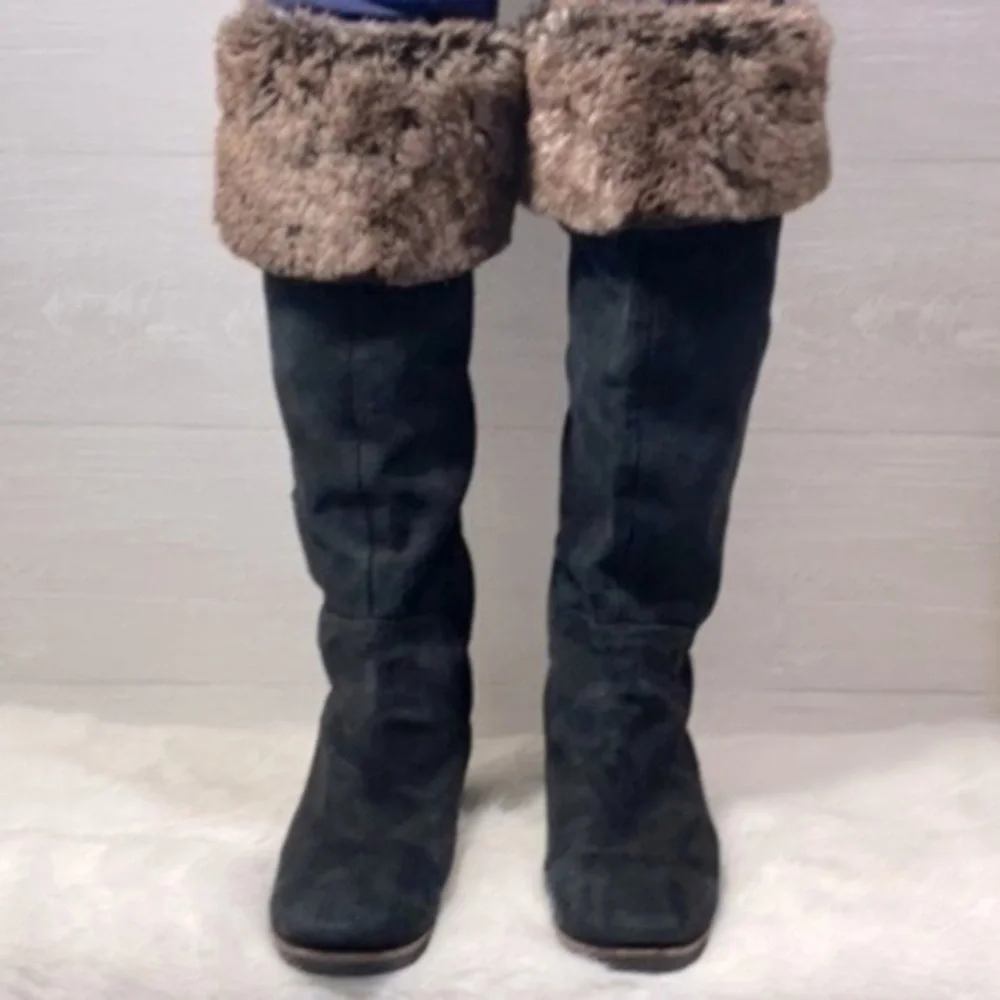 Sam Edelman Versatile Black Suede & Faux Fur Boots Size 9M